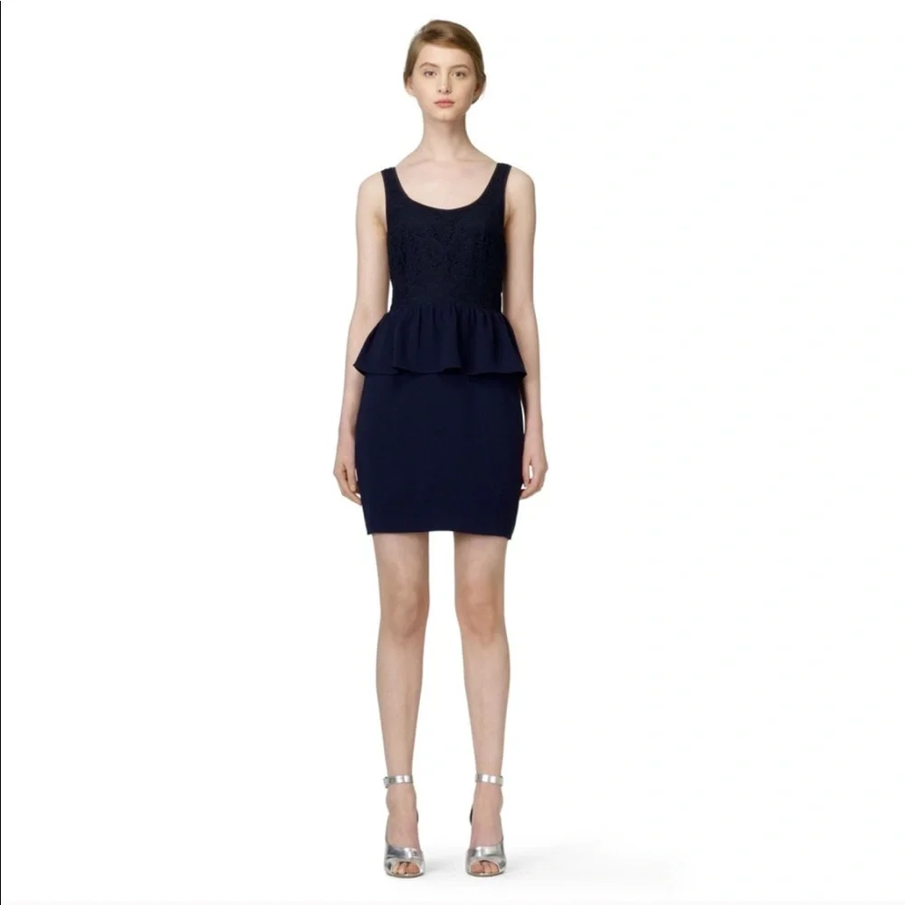 • Club Monaco • Sally Lace Peplum Dress Navy Blue